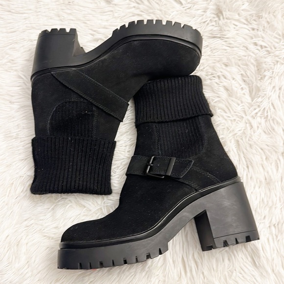 NEW$170 Blondo x Zappos Roary Black lug sole suede sock boot women size 7, 9 - Picture 6 of 9